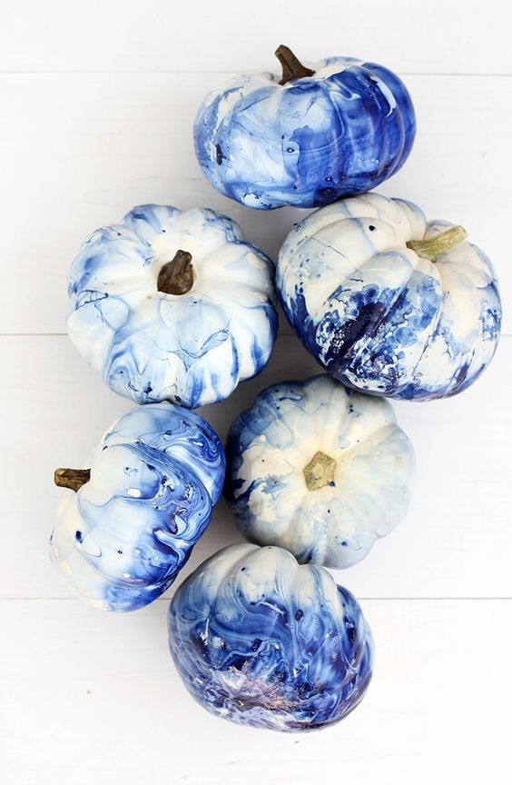 Marble Painted Pumpkins