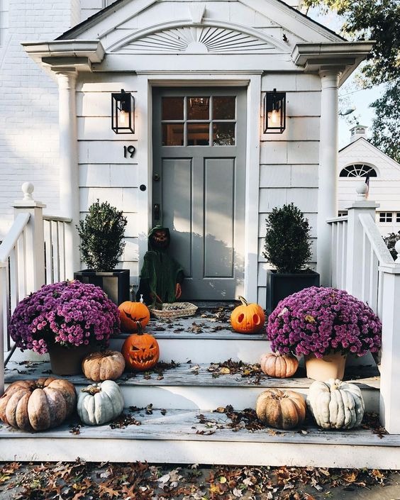 Pumpkin And Mums Porch