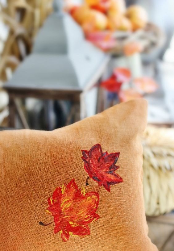 Leaf-Embellished Pillows