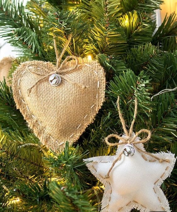 Burlap Heart Ornaments