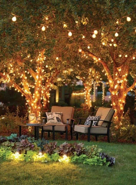 Enchanted Garden With Globe Lights