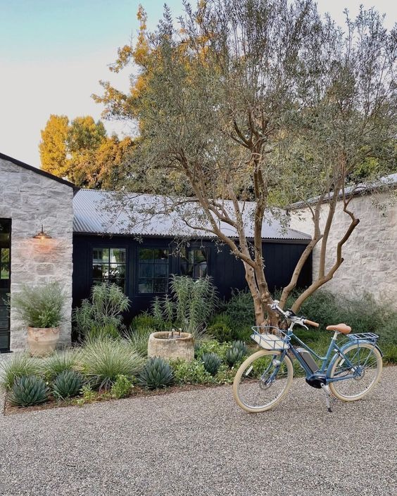 Gravel Front Yard With Drought-tolerant Plants
