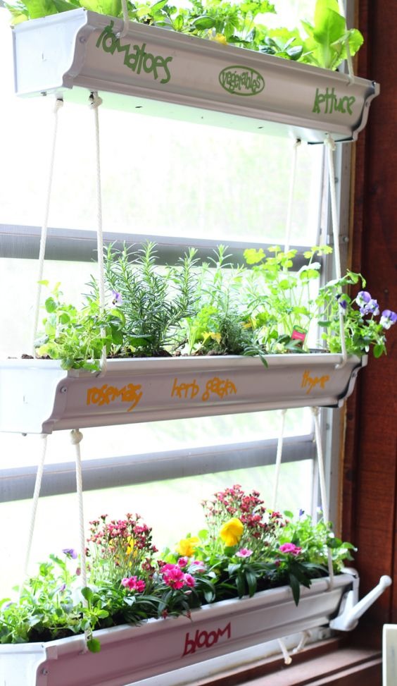Hanging Gutter Herb Planters