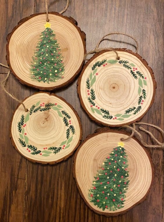 Simple Nordic Christmas Wood Slice Ornaments