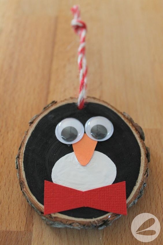 Wooden Penguin Ornaments