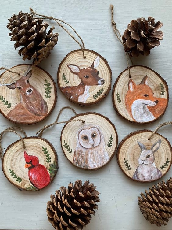 Woodland Animal Wood Slice Ornaments