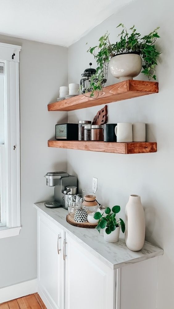 Hang Shelves Above Your Coffee Bar