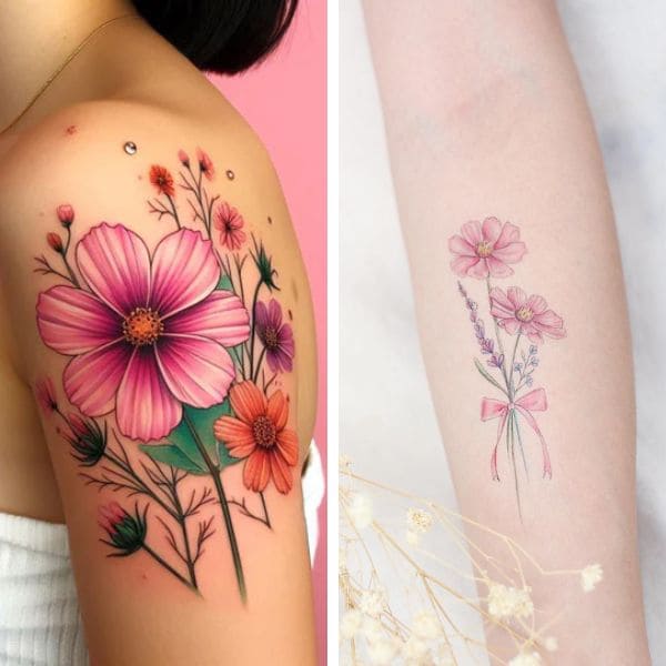 Cosmos Flowers Tattoo