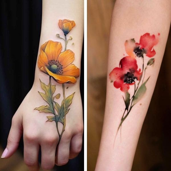 Poppy Flowers in Tattoo