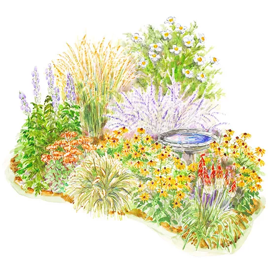 Simple Late-Summer Perennial Bed Design