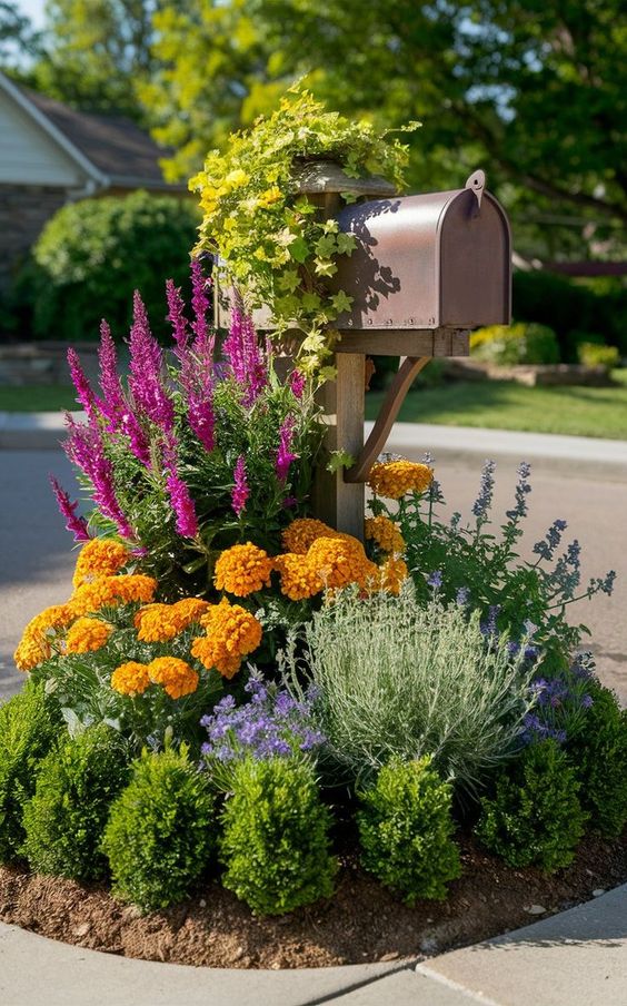 Budget-Friendly Mailbox Flower Bed