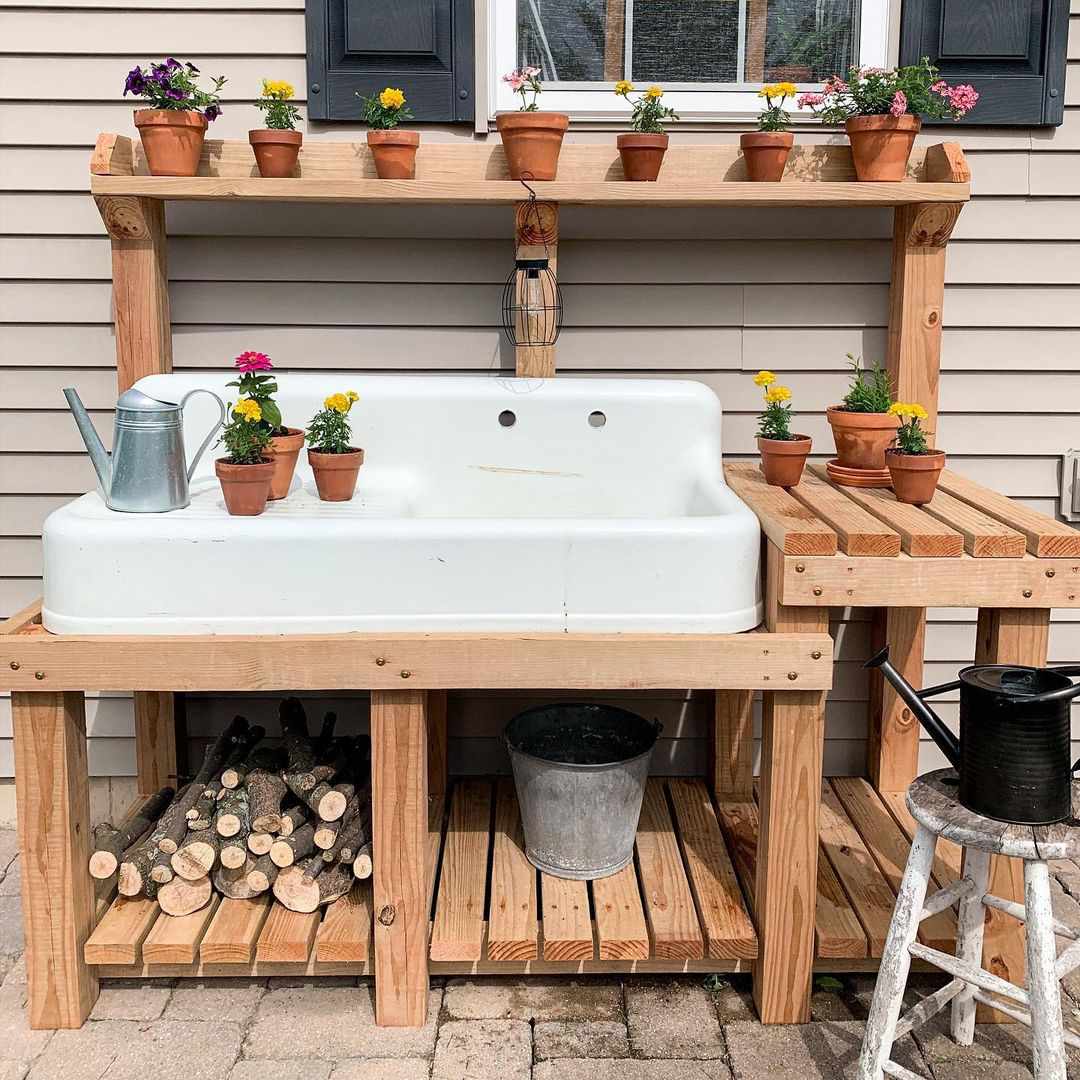 Rustic Wooden Sink Station