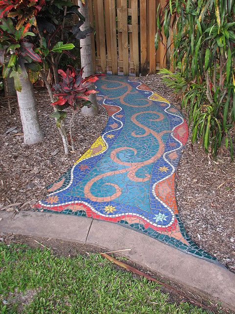 Enhance The Garden with Mosaic Tile Path