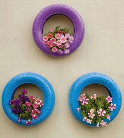 Colorful Tire Planters