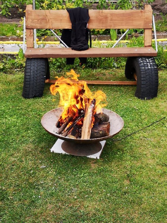 Rustic Tire Bench