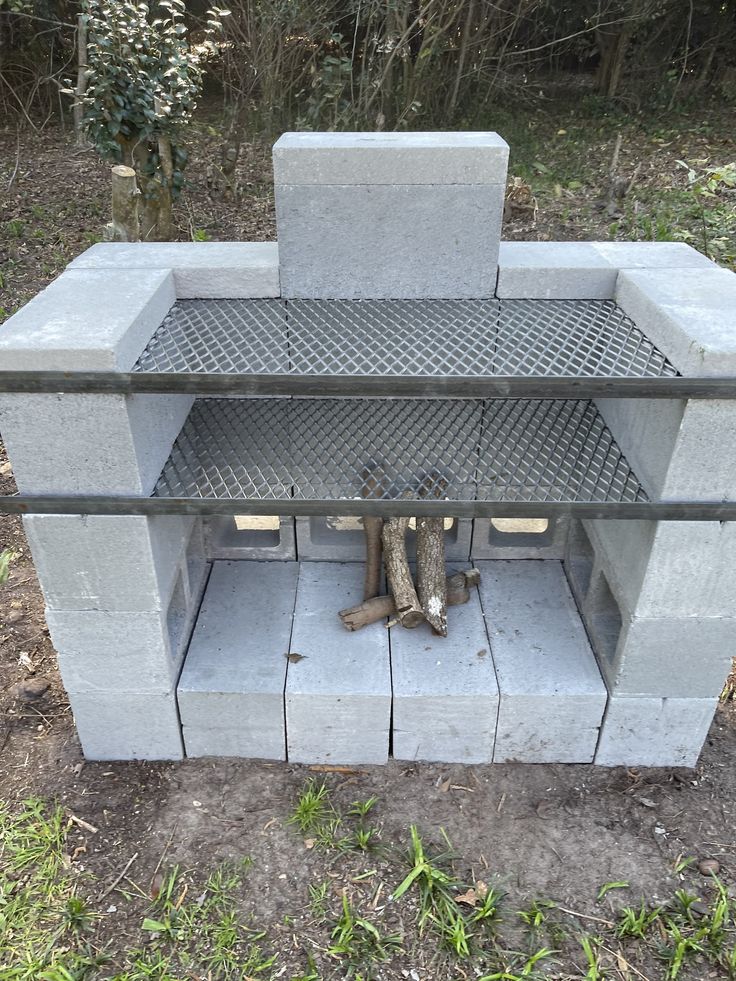 Barbecue Area with Cinder Blocks