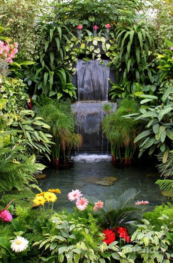 Tropical Waterfall Flower Bed