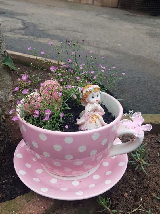 Dreamy Pink Fairy Teacup Garden