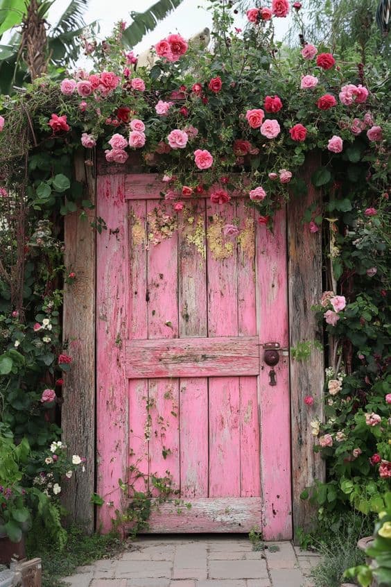 Pink Farmhouse Garden Gate