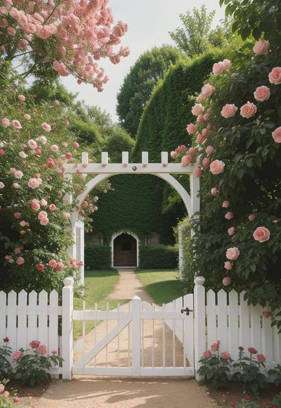 Delicate Pink Rose Gate Entrance