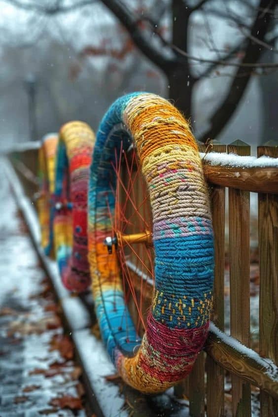 Vibrant Yarn-Wrapped Wheels