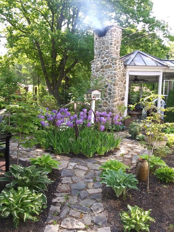 Charming Stone Fireplace Garden Haven