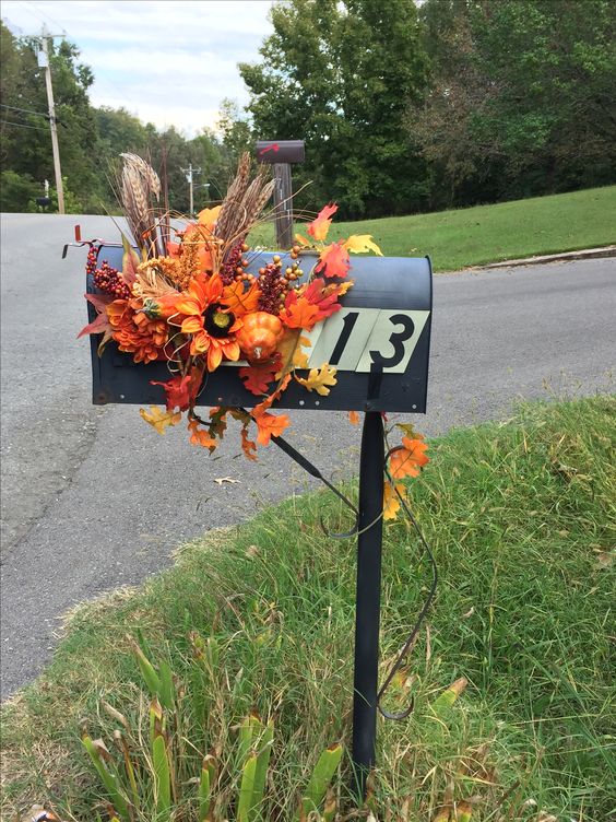 Vibrant Fall Mailbox Floral Arrangement