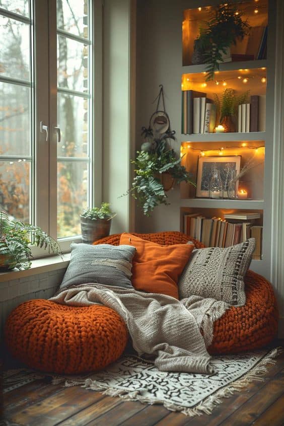 Pumpkin-Inspired Plush Fall Reading Retreat