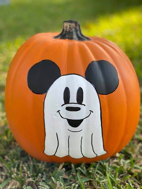 Playful Ghost Mickey Pumpkin