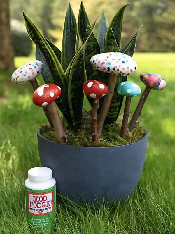 Whimsical Mushroom Pebble Garden