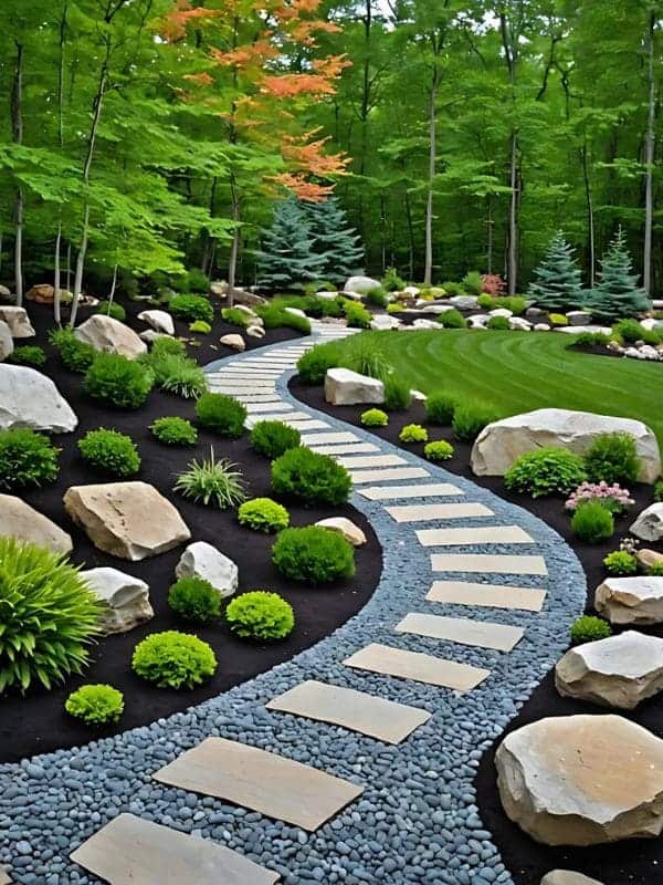 Elegant Curved Stone Walkway