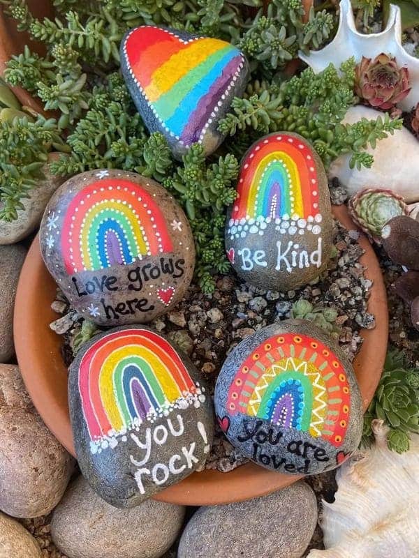 Vibrant Rainbow Kindness Pebbles