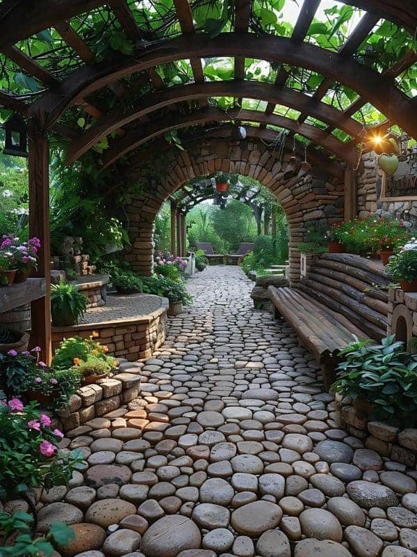 Enchanting Cobblestone Archway Path