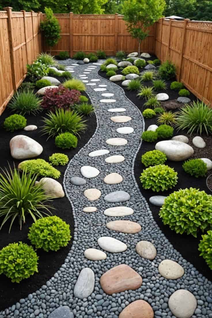 Serene Pebble Pathway Oasis