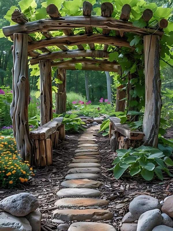 Rustic Arbor Stone Pathway