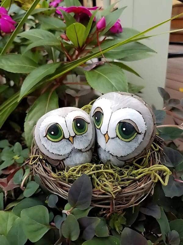 Charming Owl Pebble Pair