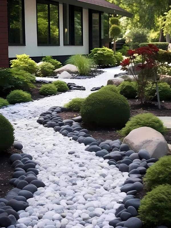 Monochrome Pebble Stream Path