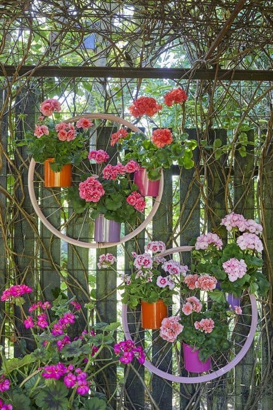 Blooming Bicycle Wheel Planters