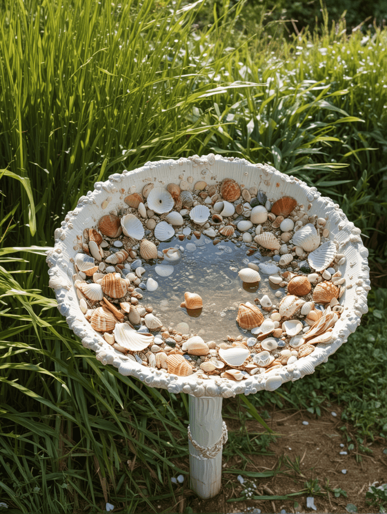 Seaside Shell Birdbath Creation