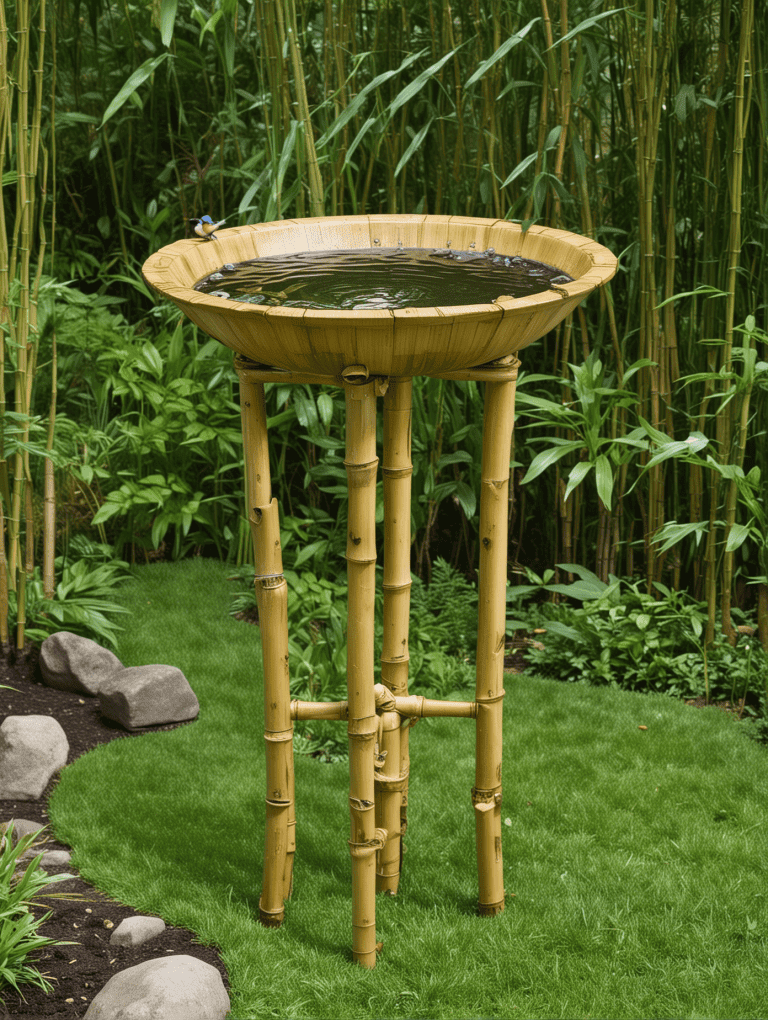 Elegant Bamboo Birdbath Creation