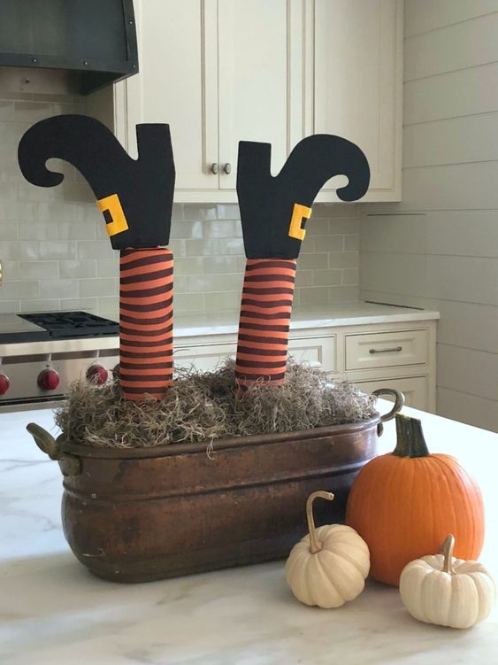 Whimsical Witch Leg Centerpiece