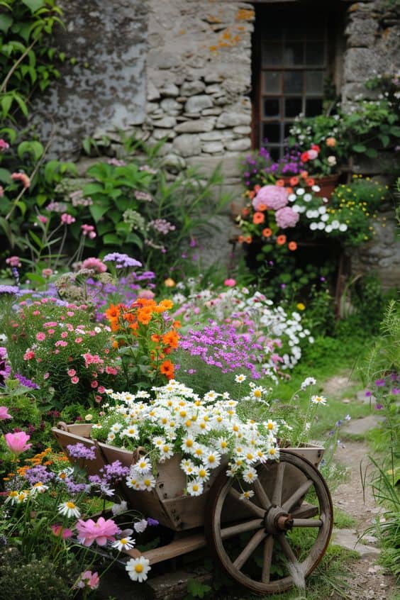 Vintage Floral Wheelbarrow Charm