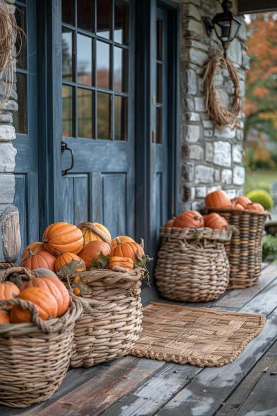 Rustic Pumpkin Basket Porch