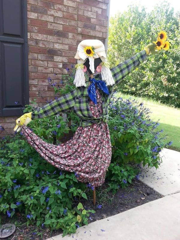 Whimsical Sunflower Scarecrow Lady