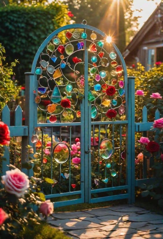 Radiant Stained Glass Garden Gate