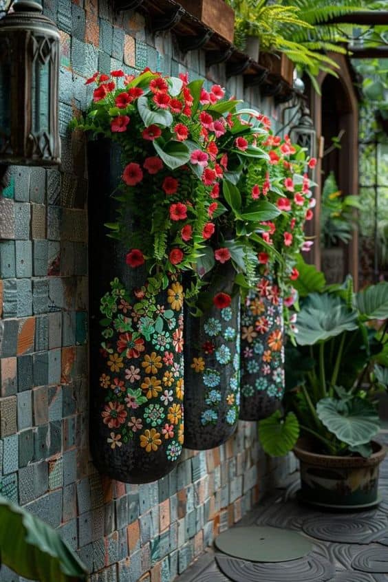 Floral Painted Wall Planters