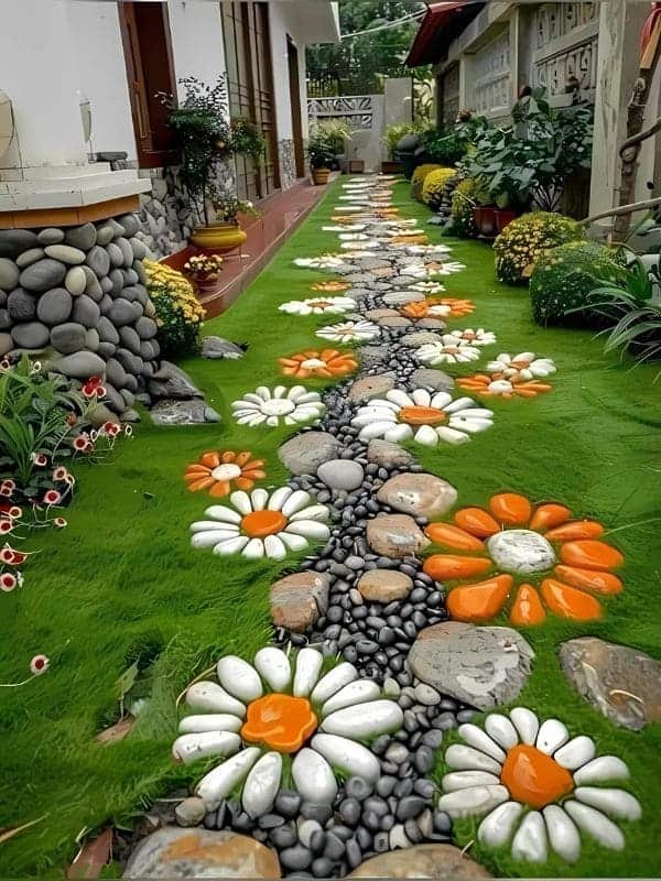 Charming Daisy Rock Pathway