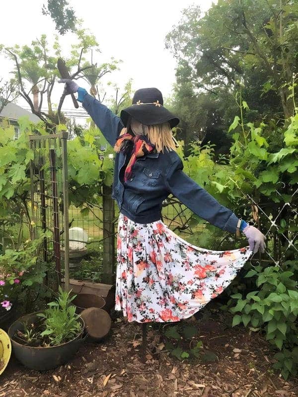 Stylish Floral Gardener Scarecrow