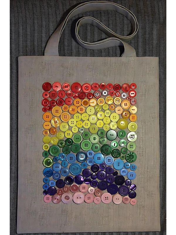 Rainbow Button Tote