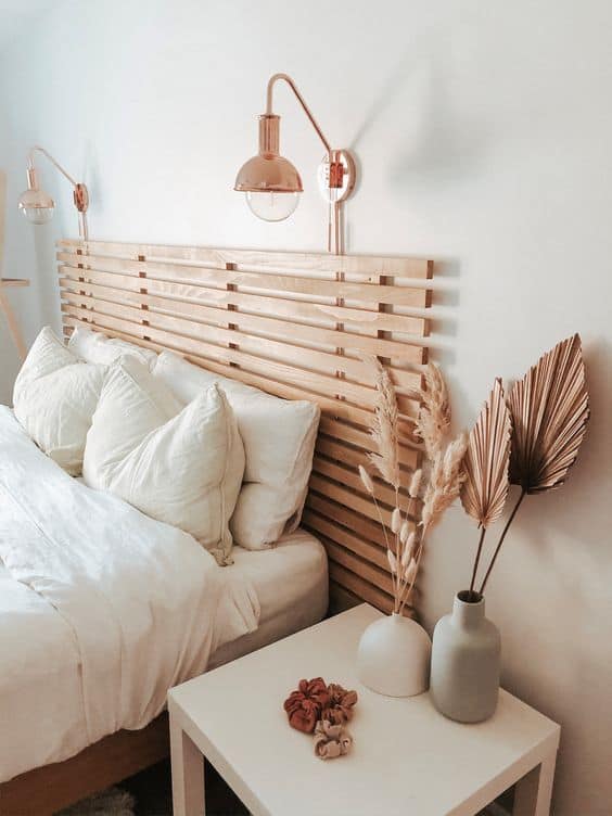 Minimalist Slatted Wood Headboard